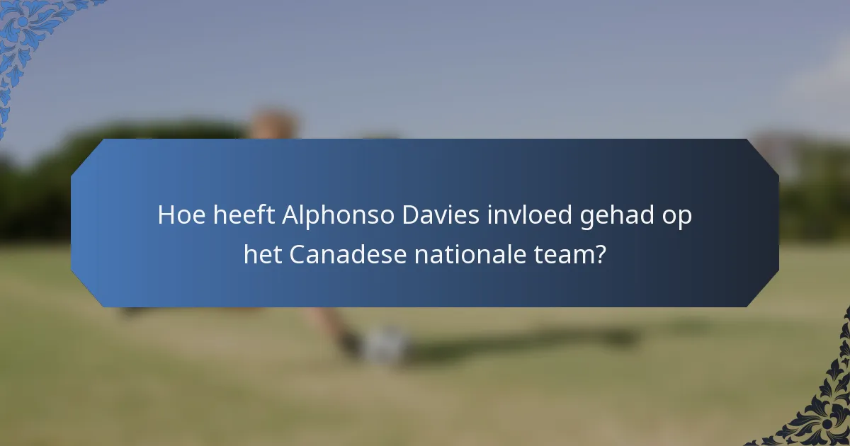 Hoe heeft Alphonso Davies invloed gehad op het Canadese nationale team?