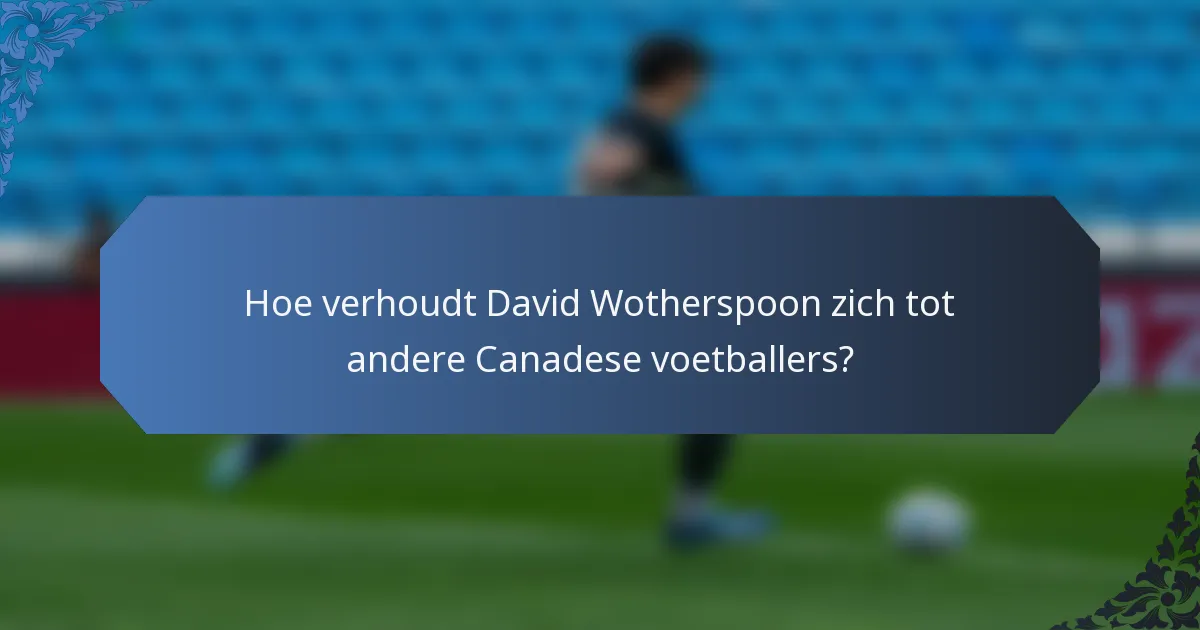 Hoe verhoudt David Wotherspoon zich tot andere Canadese voetballers?