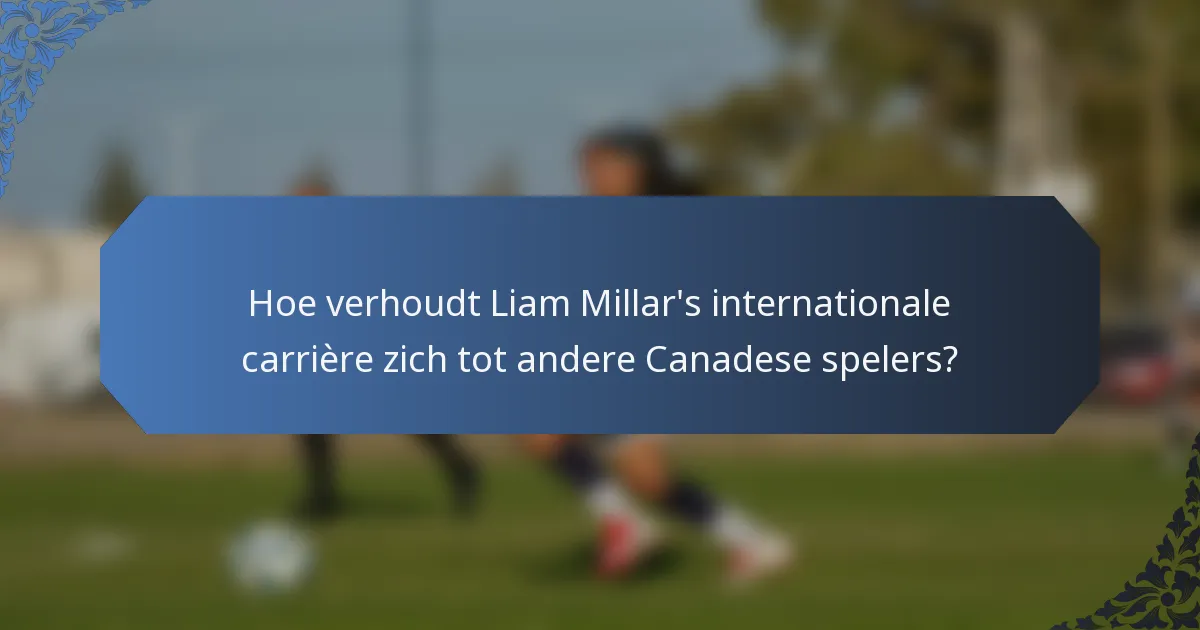 Hoe verhoudt Liam Millar's internationale carrière zich tot andere Canadese spelers?