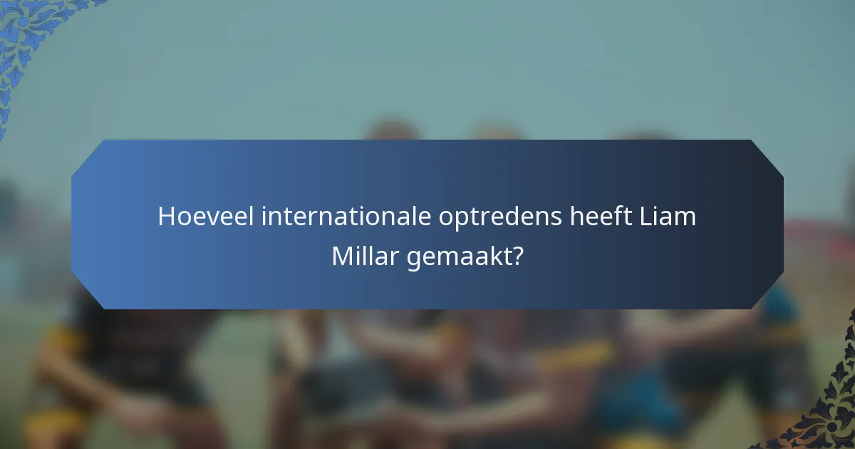 Hoeveel internationale optredens heeft Liam Millar gemaakt?